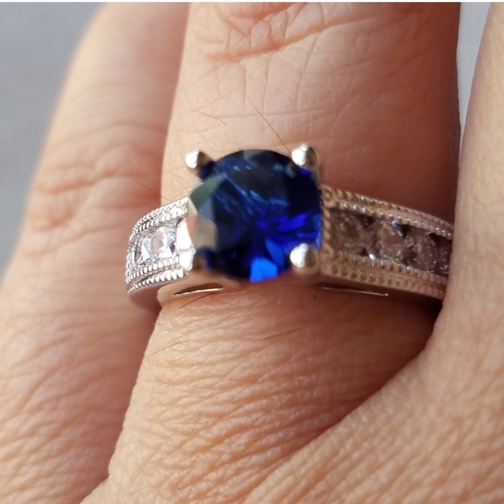 🌺Sterling Silver Sapphire Ring 925 - Picture 1 of 4
